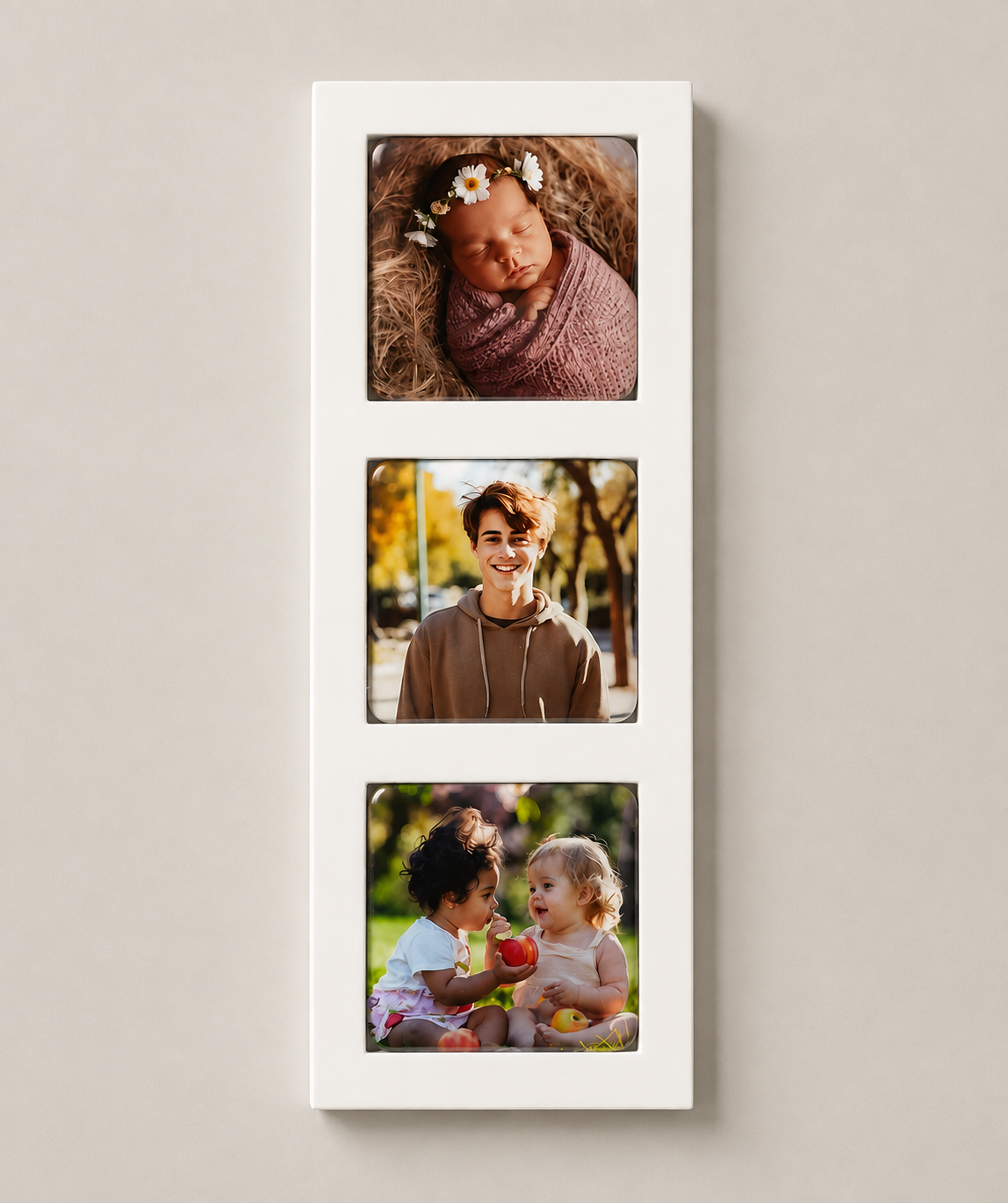 3 Photo Strip Magnet Frame + 3 Personalised Magnets